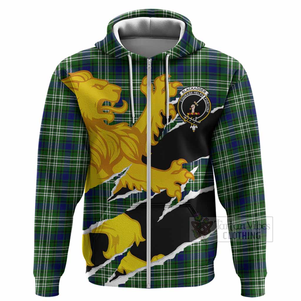 Blackadder Tartan Crest Scottish Hoodie Heraldic Golden Lion