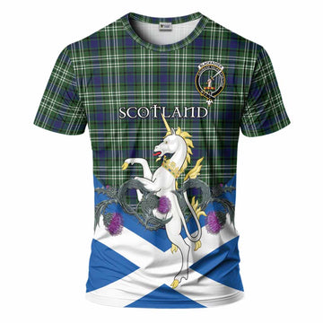 Blackadder Tartan Crest T-Shirt Scottish Unicorn With Thistle