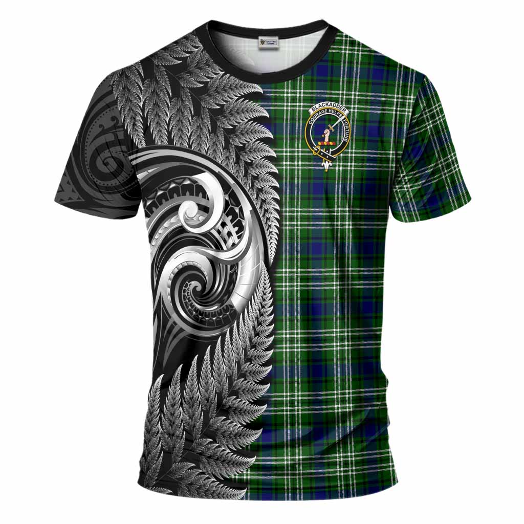 Blackadder Tartan Crest T-Shirt With New Zealand Silver Fern Maori Koru
