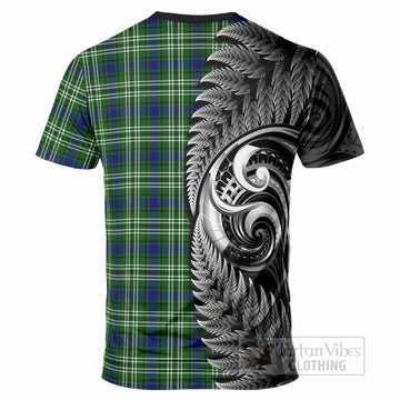 Blackadder Tartan Crest T-Shirt With New Zealand Silver Fern Maori Koru