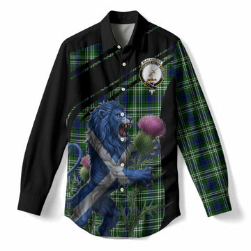 Blackadder Tartan Crest Women Casual Shirt Scottish Lion Rampant Thistle