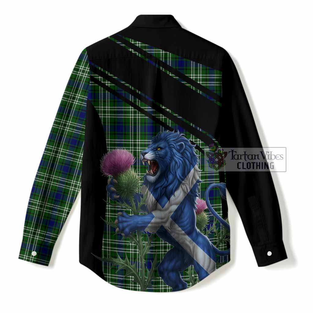 Blackadder Tartan Crest Women Casual Shirt Scottish Lion Rampant Thistle