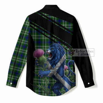 Blackadder Tartan Crest Women Casual Shirt Scottish Lion Rampant Thistle
