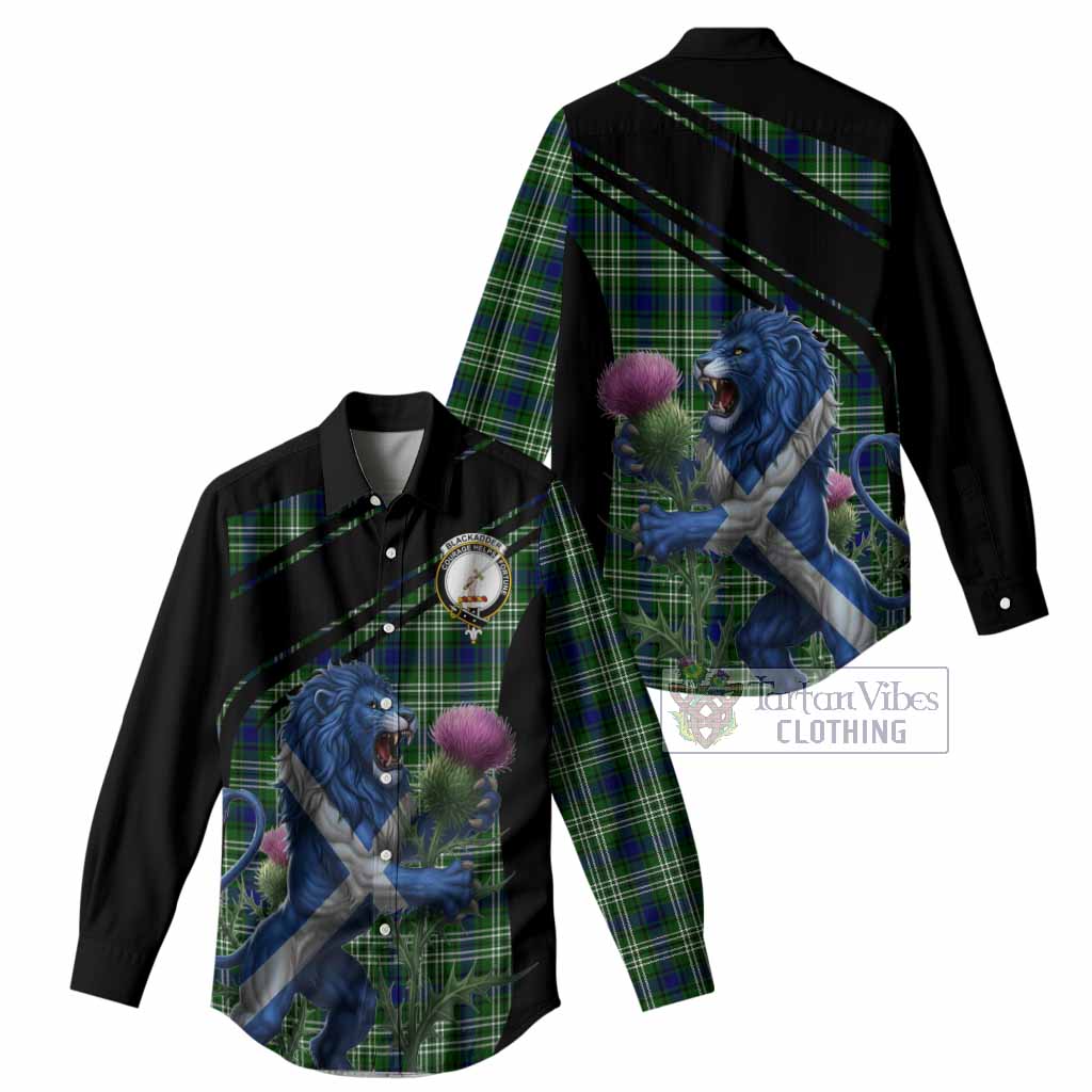 Blackadder Tartan Crest Women Casual Shirt Scottish Lion Rampant Thistle