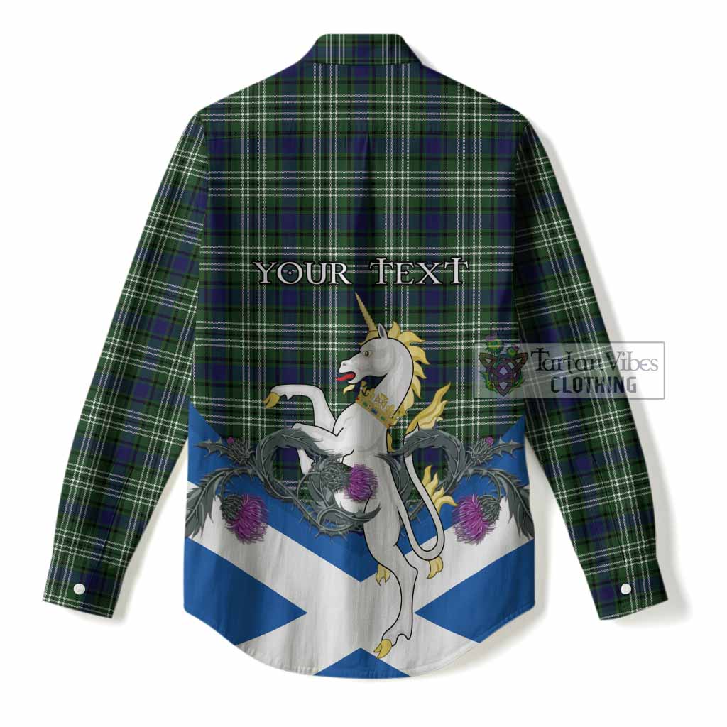 Blackadder Tartan Crest Women Casual Shirt Scottish Unicorn With Thistle