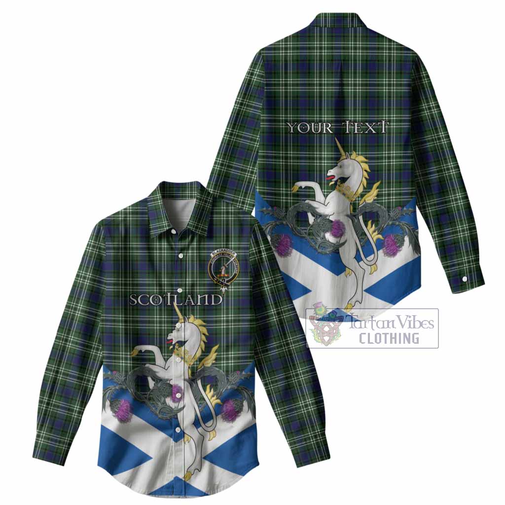 Blackadder Tartan Crest Women Casual Shirt Scottish Unicorn With Thistle