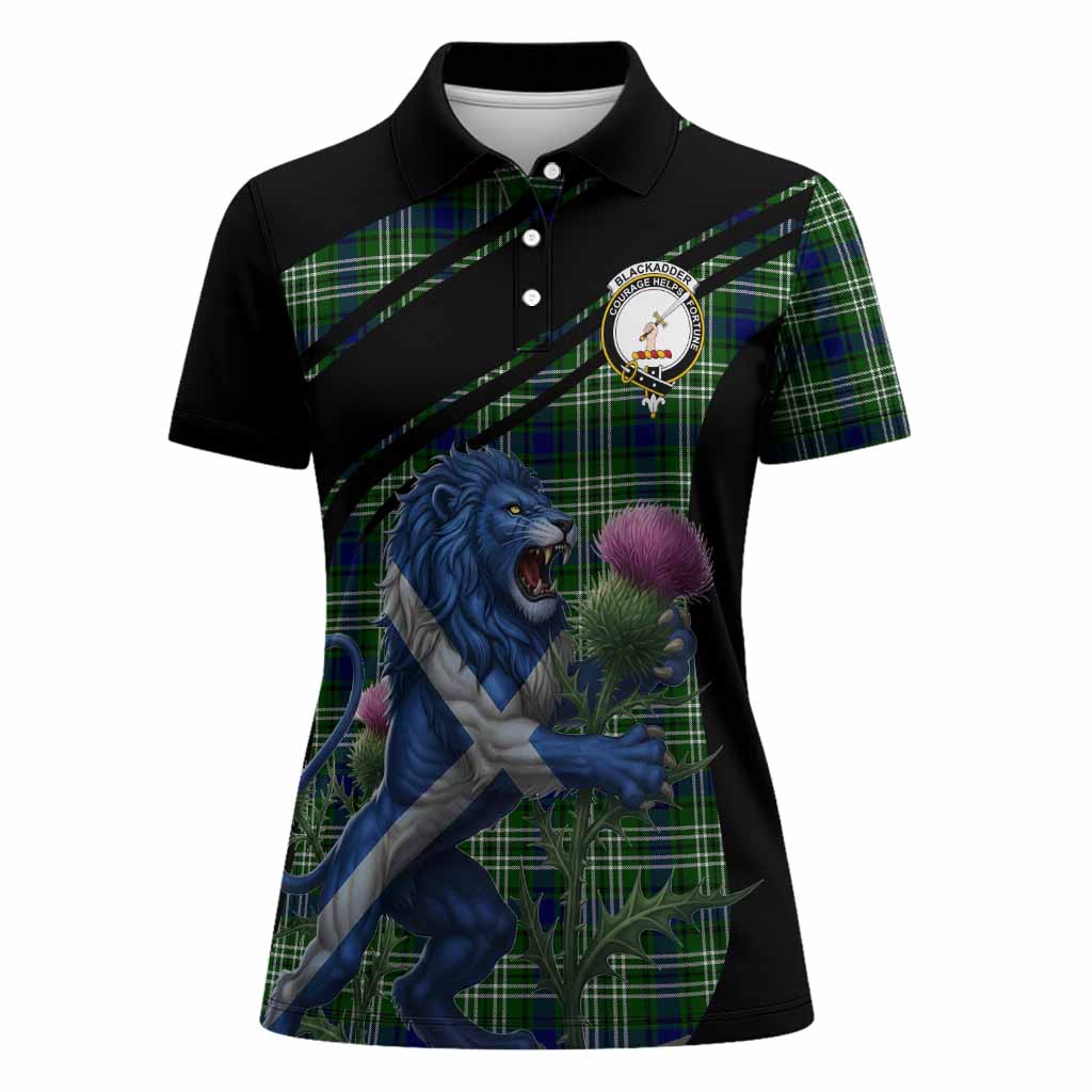 Blackadder Tartan Crest Women Polo Shirt Scottish Lion Rampant Thistle