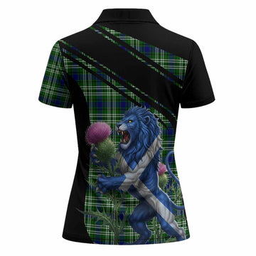 Blackadder Tartan Crest Women Polo Shirt Scottish Lion Rampant Thistle