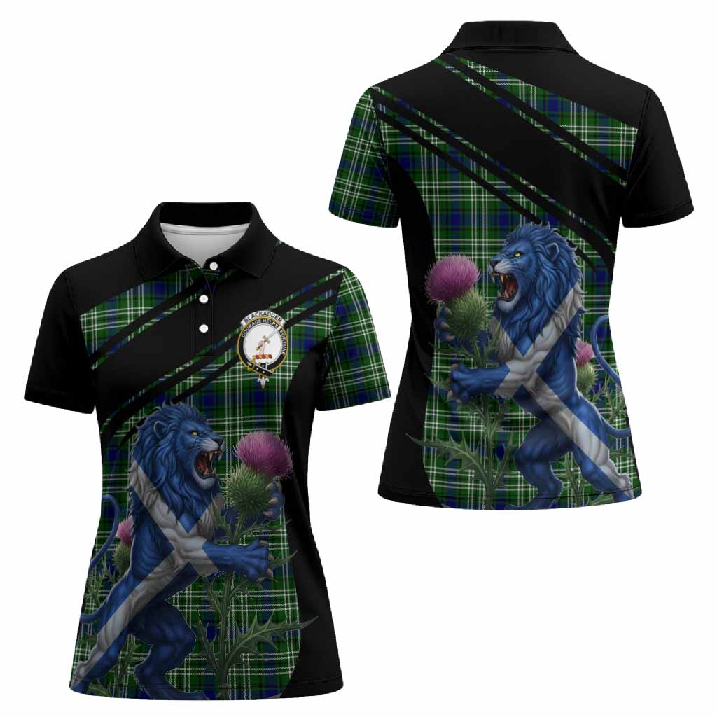 Blackadder Tartan Crest Women Polo Shirt Scottish Lion Rampant Thistle