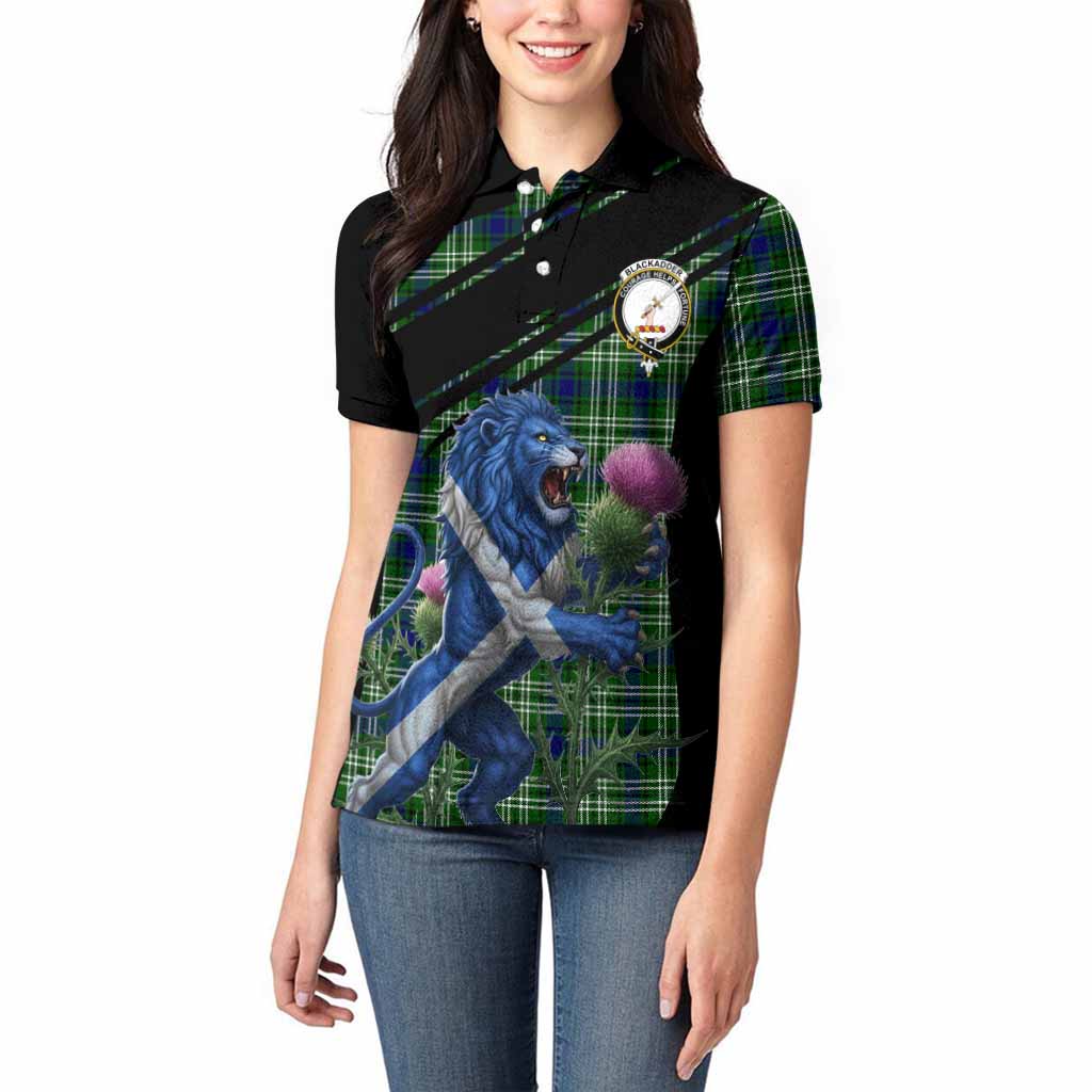 Blackadder Tartan Crest Women Polo Shirt Scottish Lion Rampant Thistle
