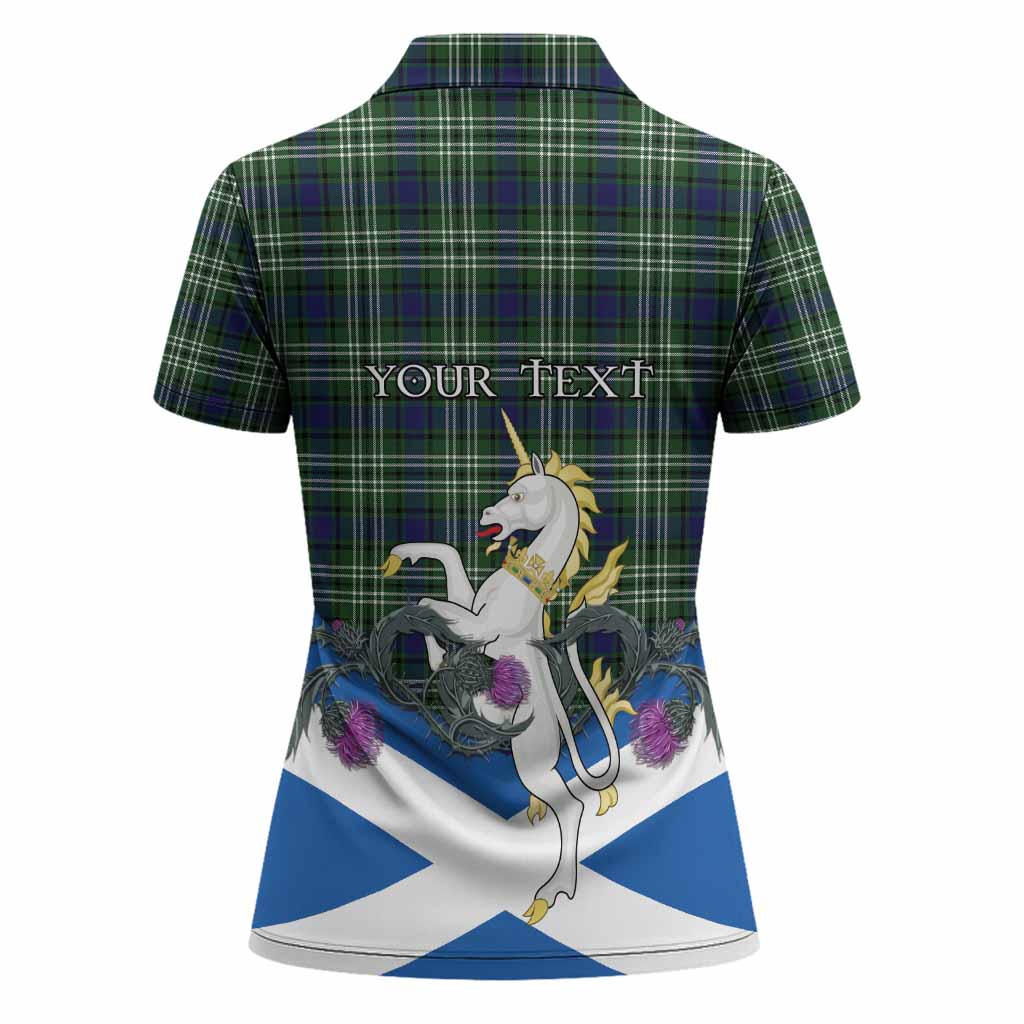 Blackadder Tartan Crest Women Polo Shirt Scottish Unicorn With Thistle