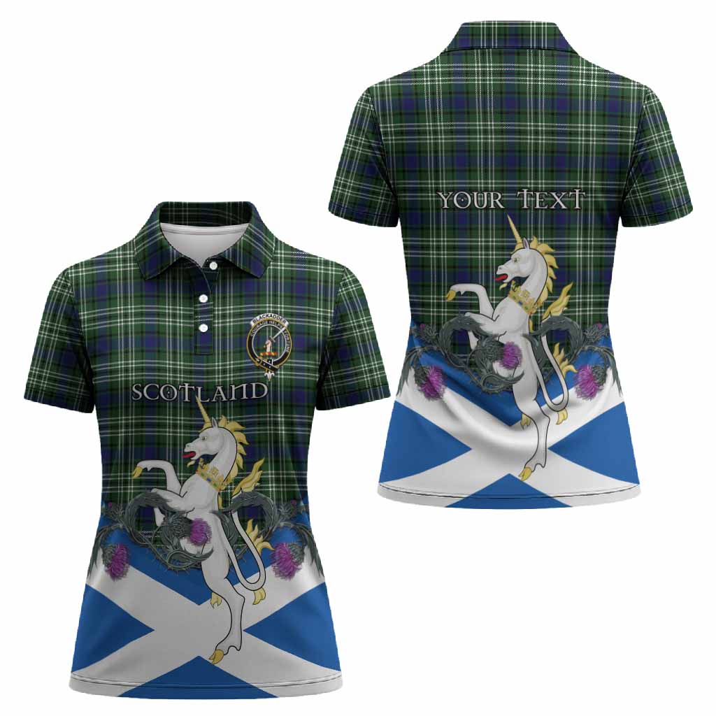 Blackadder Tartan Crest Women Polo Shirt Scottish Unicorn With Thistle