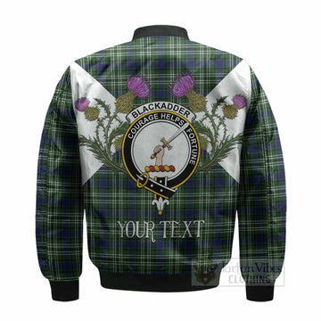 Blackadder Tartan Family Crest Bomber Jacket Scottish Burns Night Thistle Floral