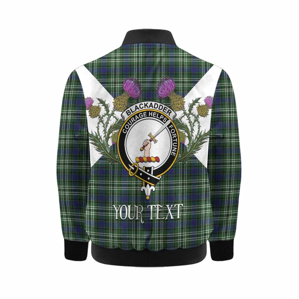 Blackadder Tartan Family Crest Kid Bomber Jacket Scottish Burns Night Thistle Floral