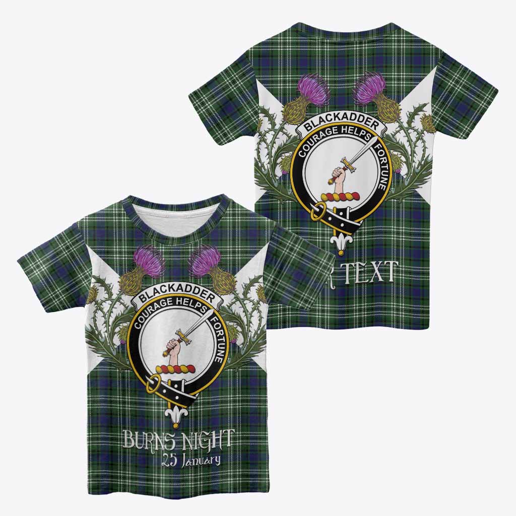 Blackadder Tartan Family Crest Kid T-shirt Scottish Burns Night Thistle Floral