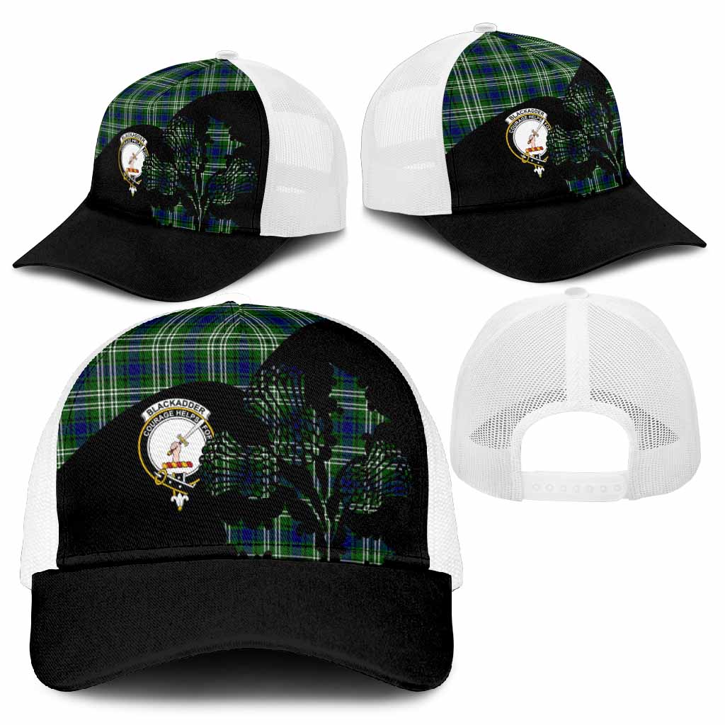 Blackadder Tartan Family Crest Mesh Trucker Cap Scotland Thistle Floral Flag Style