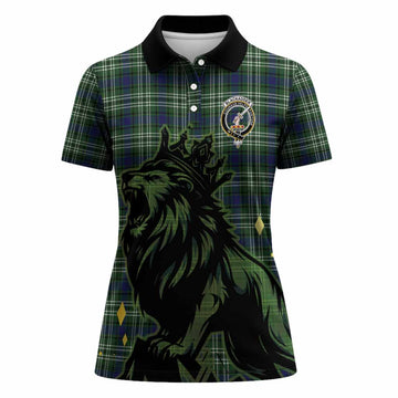 Blackadder Tartan Family Crest Women Polo Shirt Crowned Lion Roaring