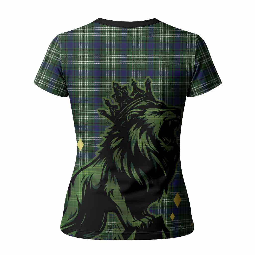 Blackadder Tartan Family Crest Women T shirt Crowned Lion Roaring