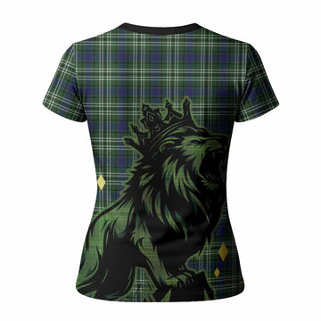 Blackadder Tartan Family Crest Women T shirt Crowned Lion Roaring