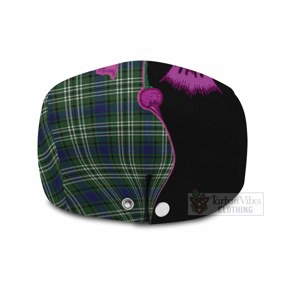 Blackadder Tartan Flat Cap, Jeff Cap Traditional Scottish Thistle