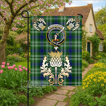 Blackadder Tartan Garden Flag with Golden Regal Scottish Thistle Emblem