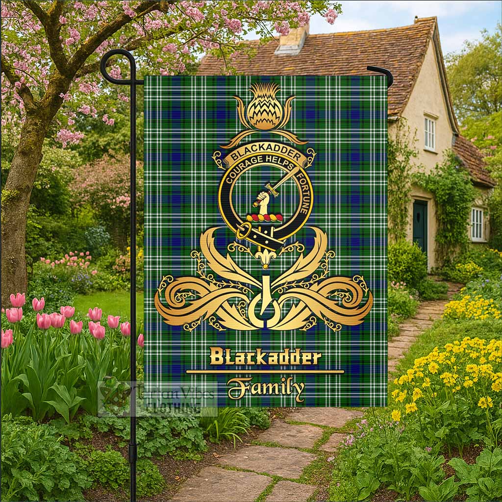 Blackadder Tartan Garden Flag with Highland Thistle Cherish Family Crest Style