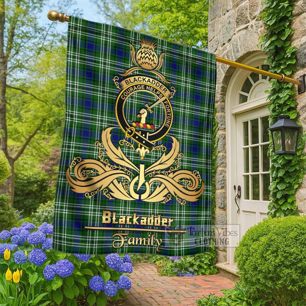 Blackadder Tartan Garden Flag with Highland Thistle Cherish Family Crest Style