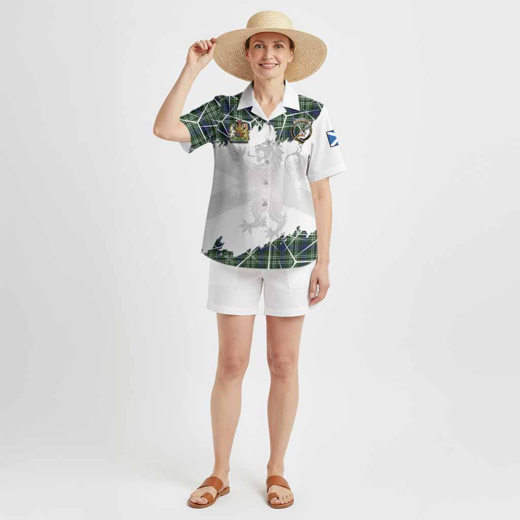 Blackadder Tartan Hawaiian Shirt with Family Crest and Lion Rampant Grunge Style