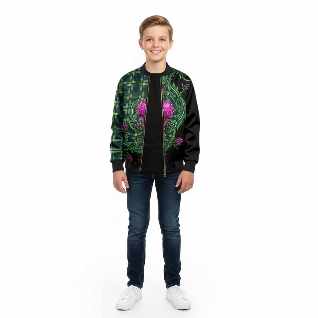 Blackadder Tartan Kid Bomber Jacket Resilient Scottish Thistle - Tartan Vibes Clothing