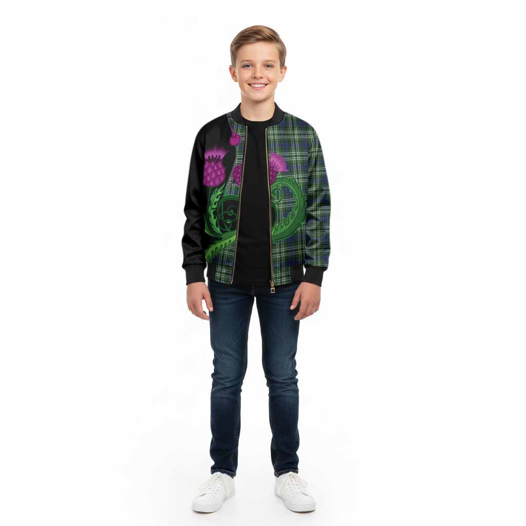 Blackadder Tartan Kid Bomber Jacket Traditional Scottish Thistle