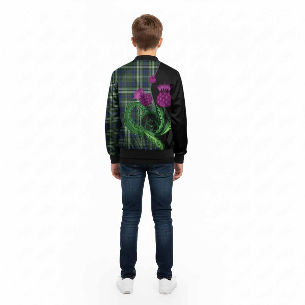 Blackadder Tartan Kid Bomber Jacket Traditional Scottish Thistle