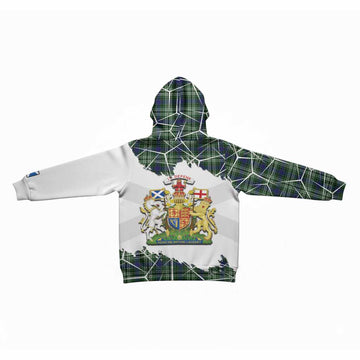 Blackadder Tartan Kid Hoodie with Family Crest and Lion Rampant Grunge Style