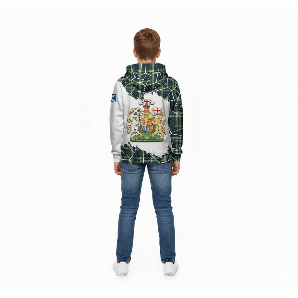 Blackadder Tartan Kid Hoodie with Family Crest and Lion Rampant Grunge Style