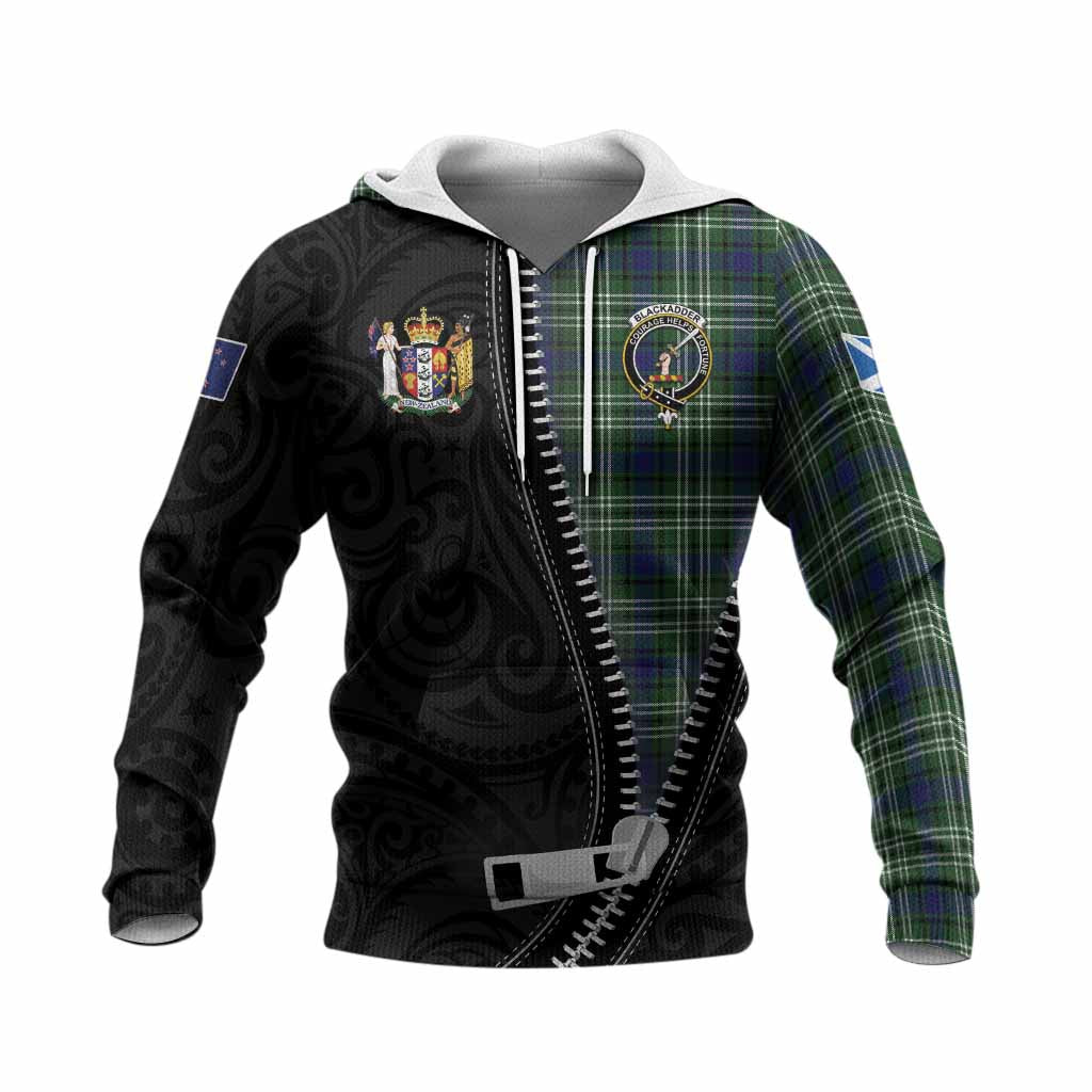 Blackadder Tartan Knitted Hoodie New Zealand Pattern Unique Zipper Stylized