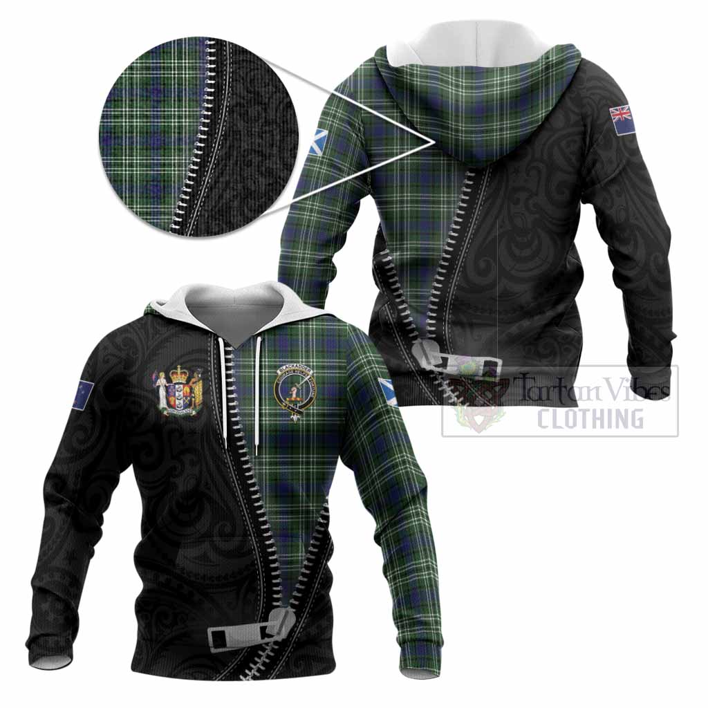 Blackadder Tartan Knitted Hoodie New Zealand Pattern Unique Zipper Stylized