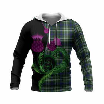 Blackadder Tartan Knitted Hoodie Traditional Scottish Thistle