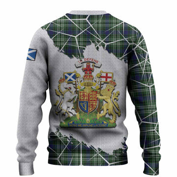 Blackadder Tartan Knitted Sweater with Family Crest and Lion Rampant Grunge Style