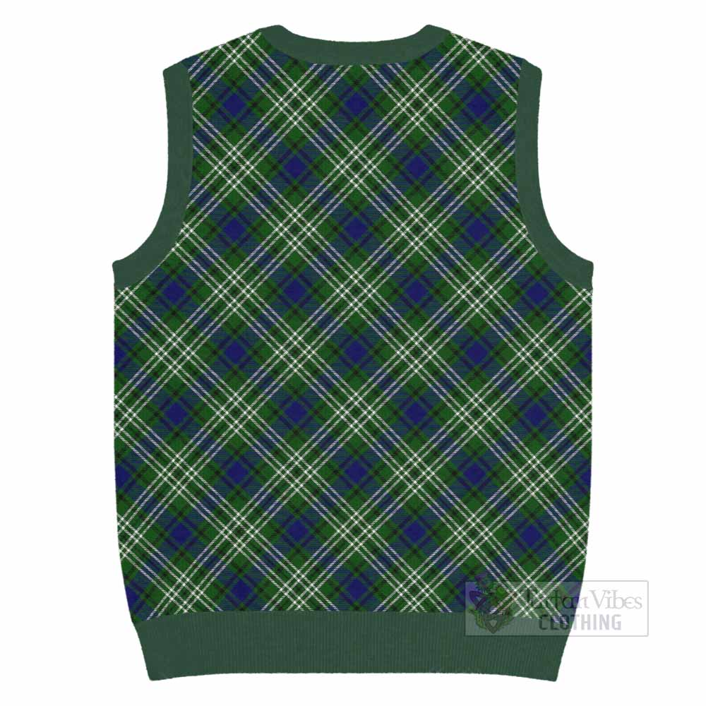 Blackadder Tartan Knitted V-Neck Vest with Family Crest Cross Style