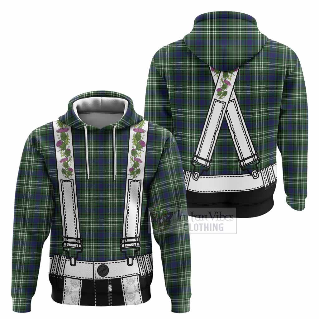 Blackadder Tartan Lederhosen Costume Hoodie Scotland Thistle Floral