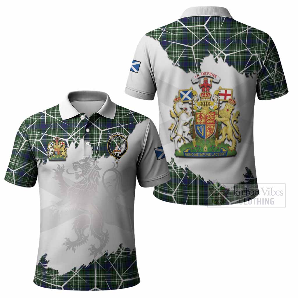Blackadder Tartan Polo Shirt with Family Crest and Lion Rampant Grunge Style