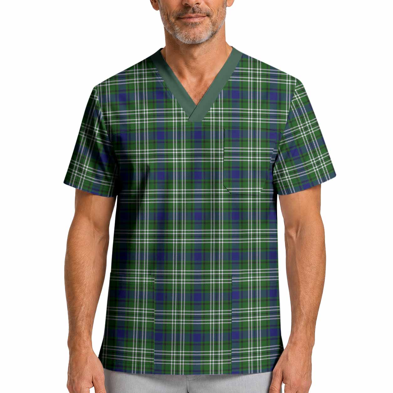 Blackadder Tartan Scrub Top XL - Tartan Vibes Clothing
