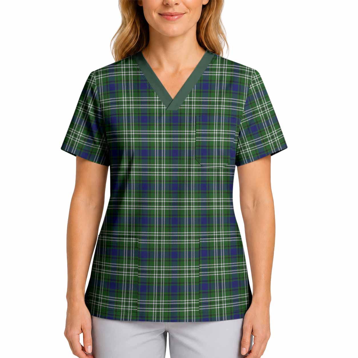 Blackadder Tartan Scrub Top 4XL - Tartan Vibes Clothing