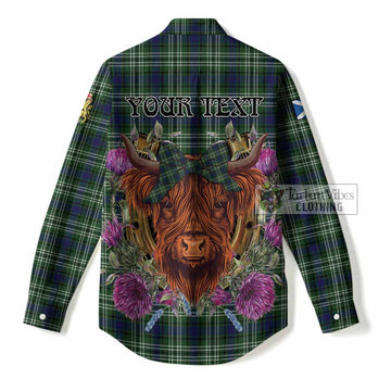 Blackadder Tartan Women Casual Shirt Scottish Thistle Heilan Coo