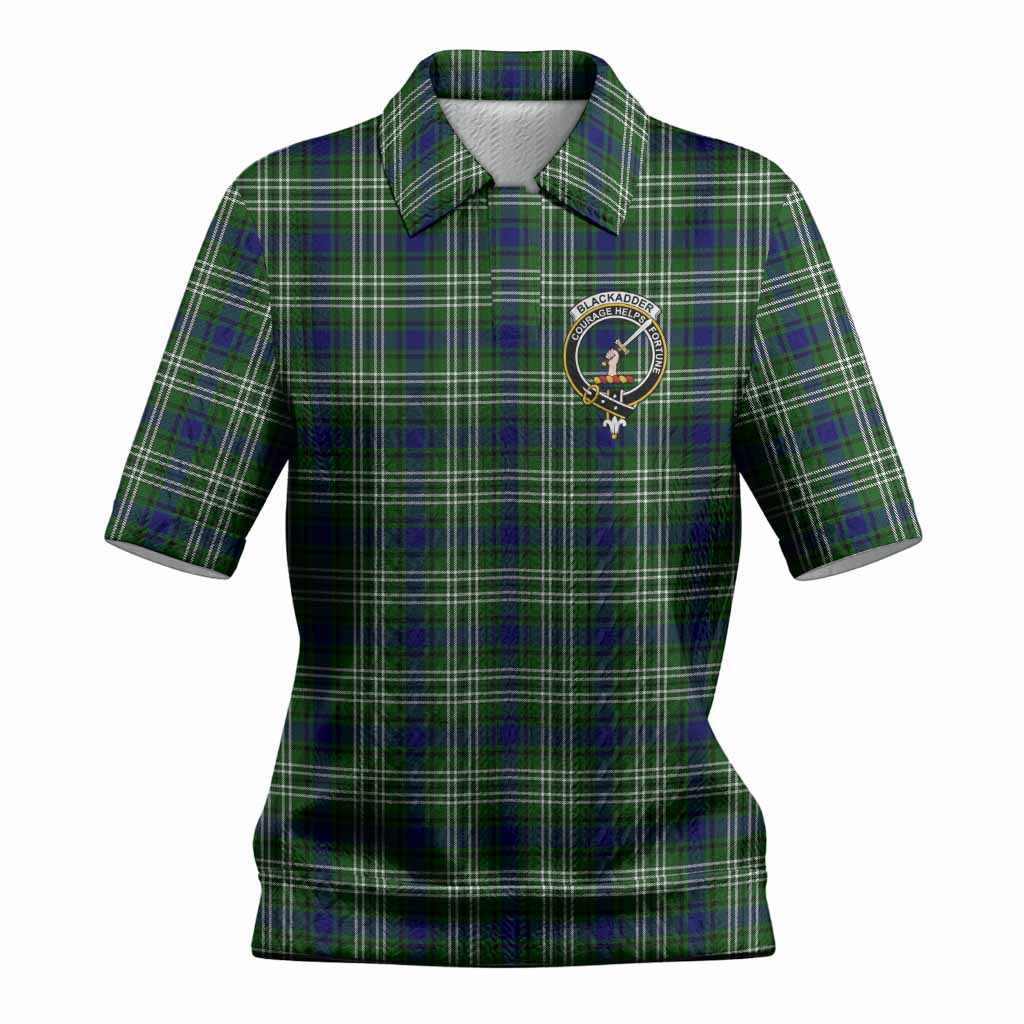 Blackadder Tartan Women’s Polo Sweater Top with Family Crest