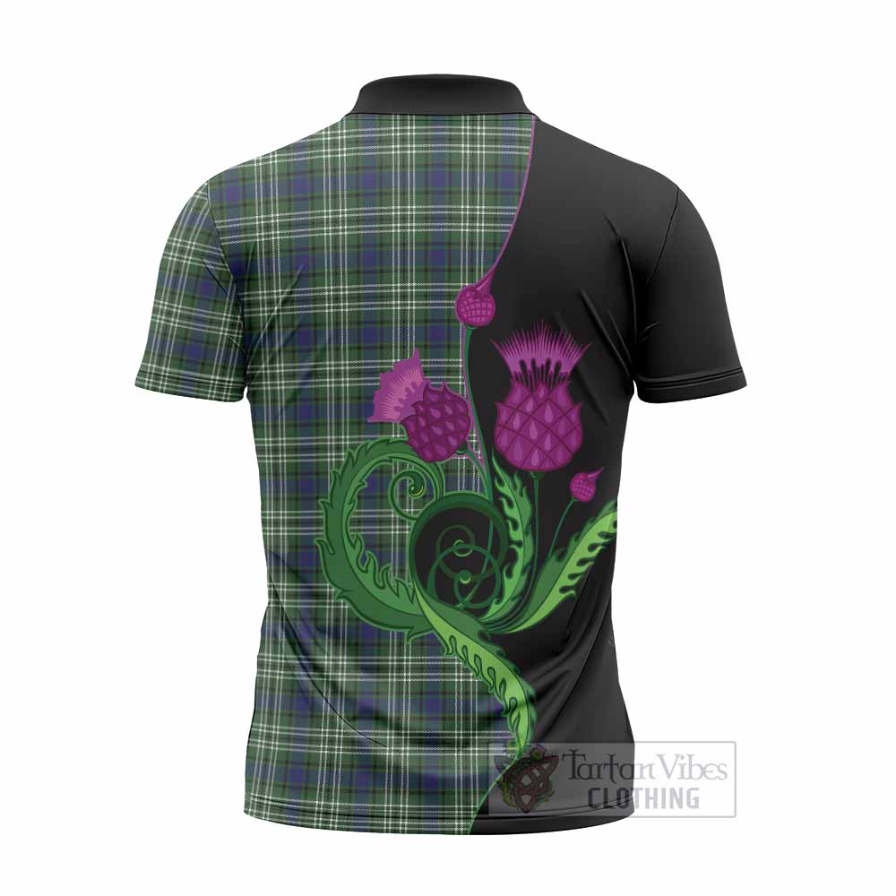 Blackadder Tartan Zipper Polo Shirt Traditional Scottish Thistle
