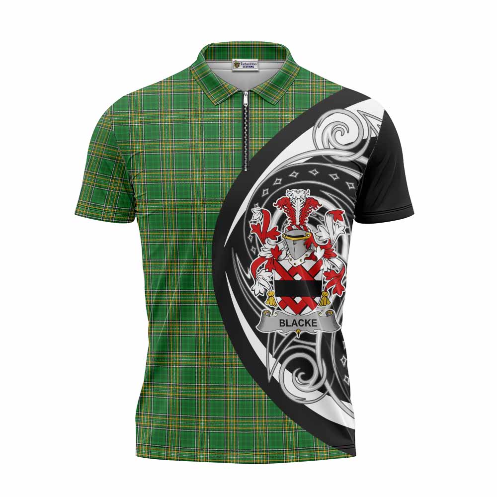 Blacke Irish Clan Zipper Polo Shirt Celtic Circle Style Unisex - Tartan Vibes Clothing