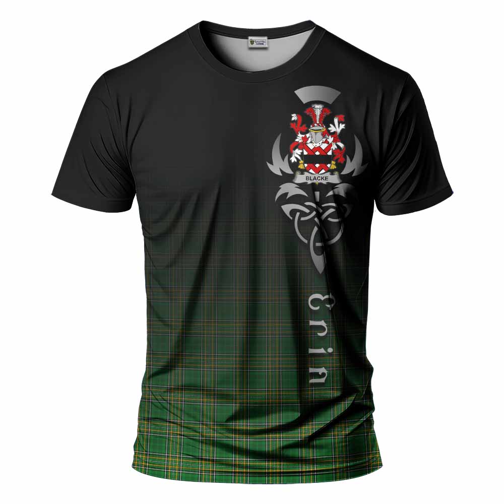 Tartan Vibes Clothing Blacke Irish Clan T-Shirt with Coat of Arms Erin Go Bragh Celtic Inspired
