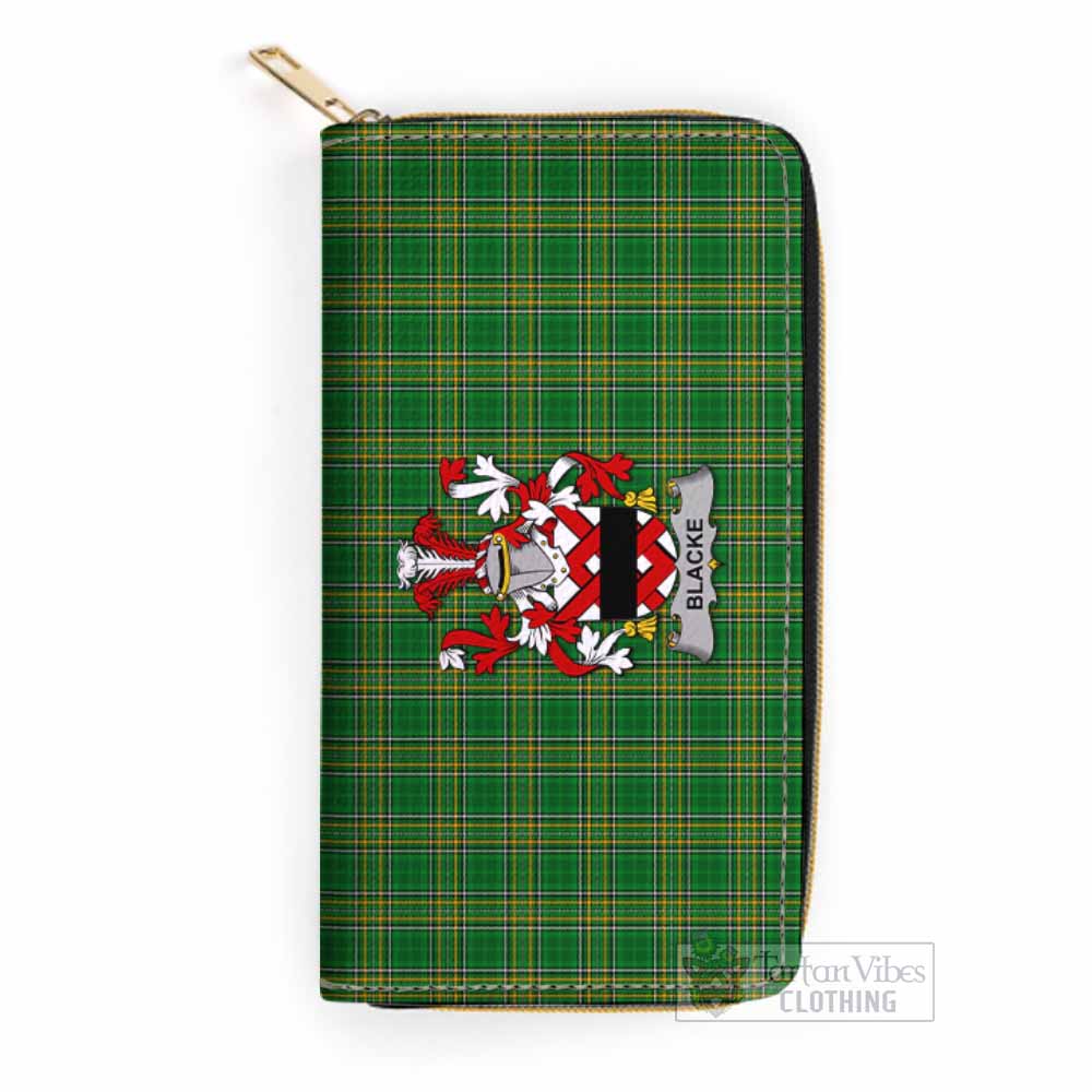 Tartan Vibes Clothing Blacke Irish Clan Tartan Women's Leather Wallet with Coat of Arms