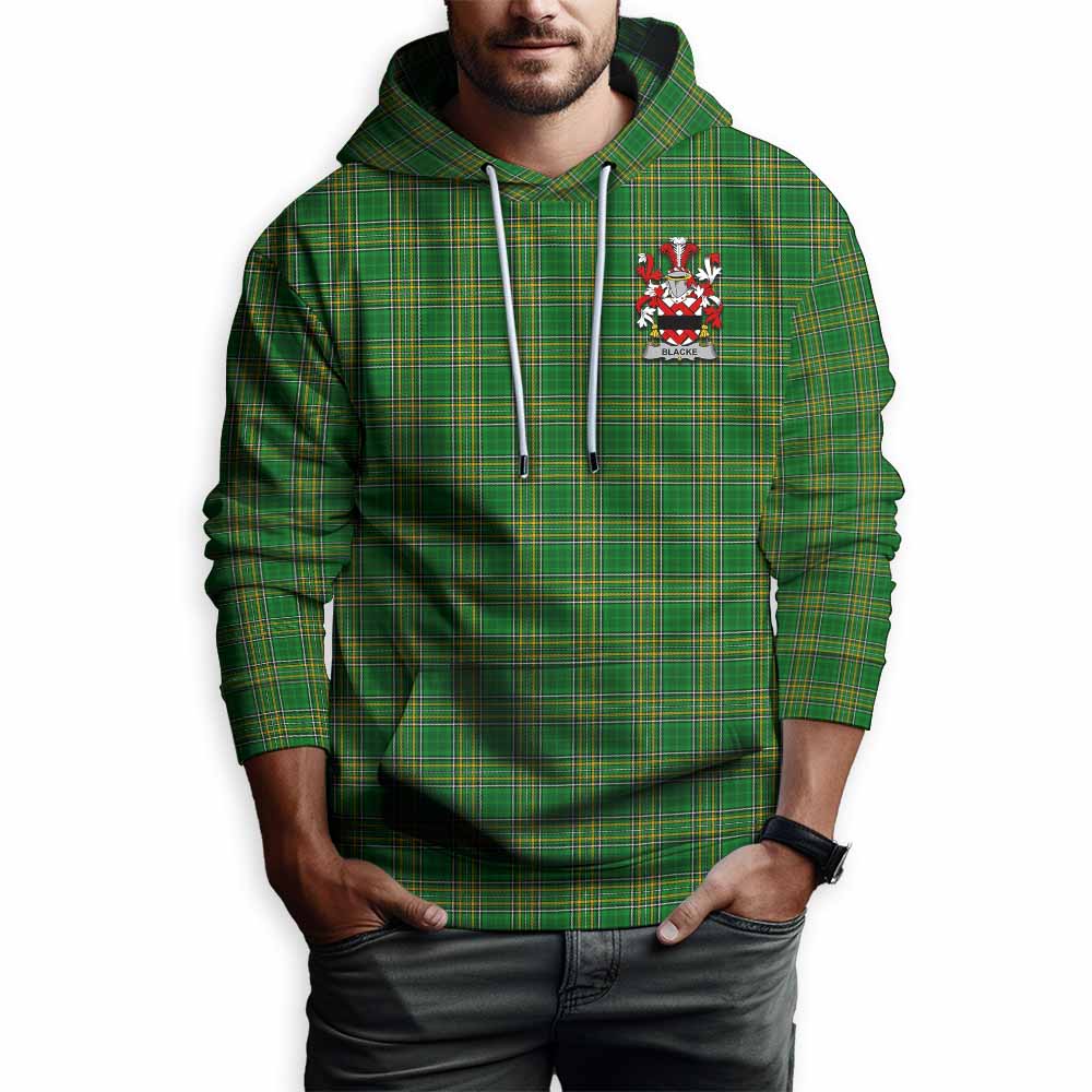 Blacke Irish Clan Tartan Hoodie with Coat of Arms
