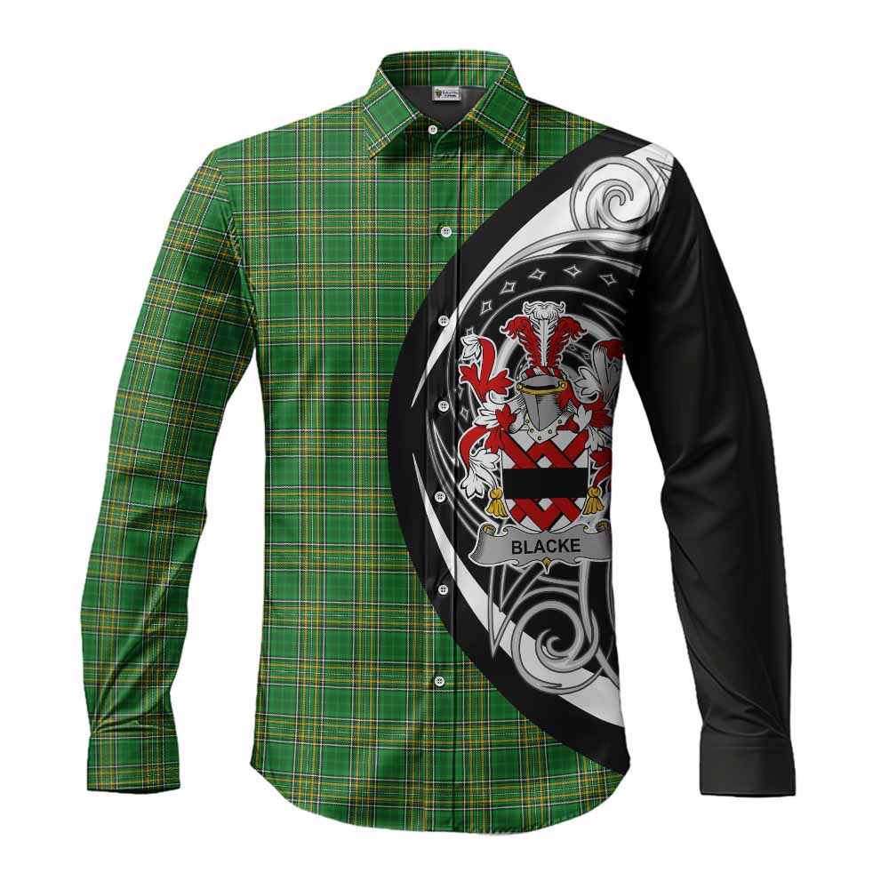 Tartan Vibes Clothing Blacke Irish Clan Long Sleeve Button Shirt Celtic Circle Style